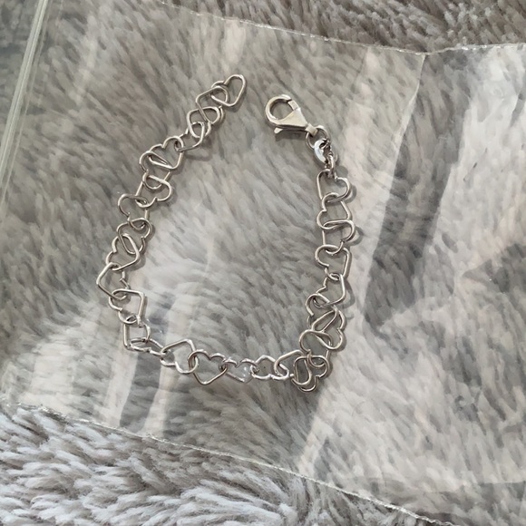 Silver Heart Anklet and matching heart bracelet - Picture 2 of 3